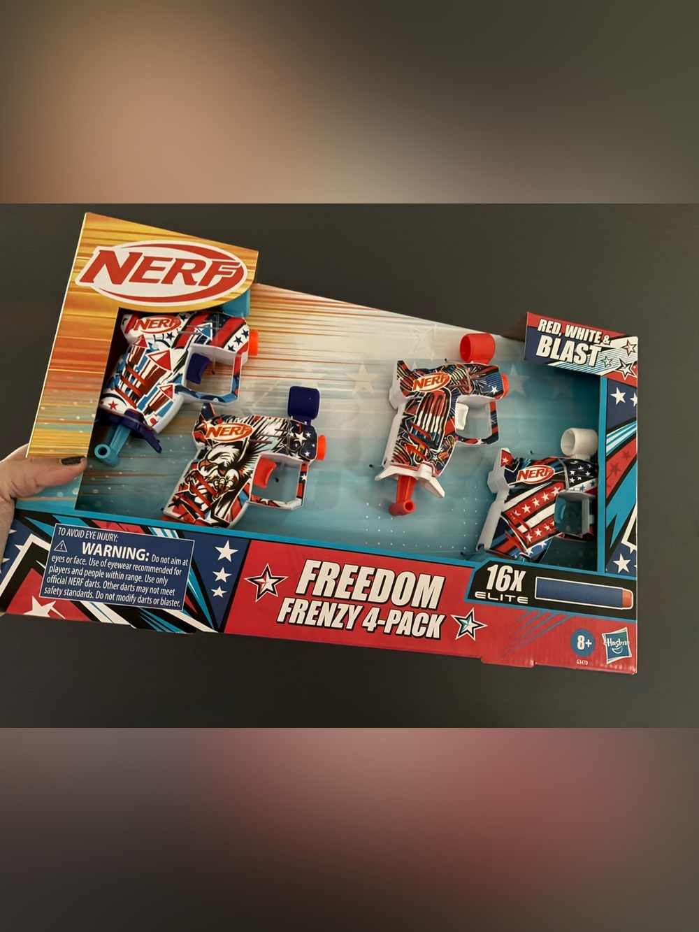 Nerf Freedom Frenzy 4-Pack Foam Blasters - Red, White, Blue
